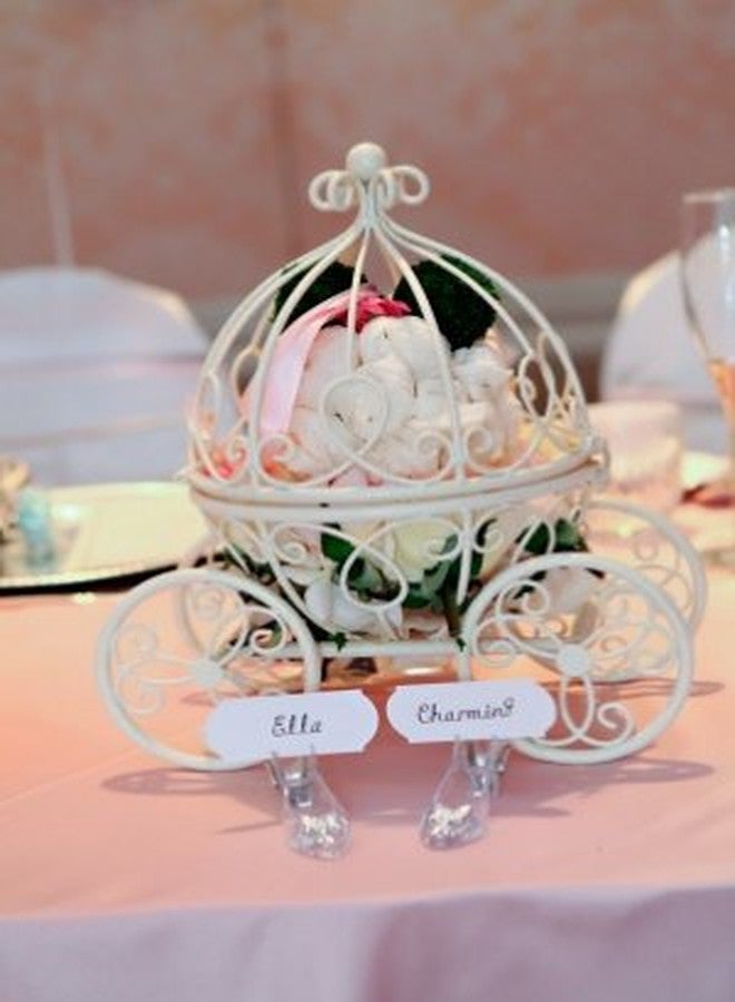 NAYAB Cinderella's Pumpkin Carriage Table Centrepiece | Party Favours & Candy Box for Wedding, Birthday Party, Festivals & Girl's Room Decorations Without Flowers (Ivory) - Image 1